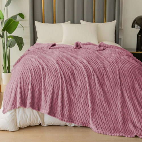 KOC 160x200 NARZUTA NA ŁÓŻKO Z MIKROFIBRY MIĘKKI KAPA CUBETTO PUDROWY RÓŻ