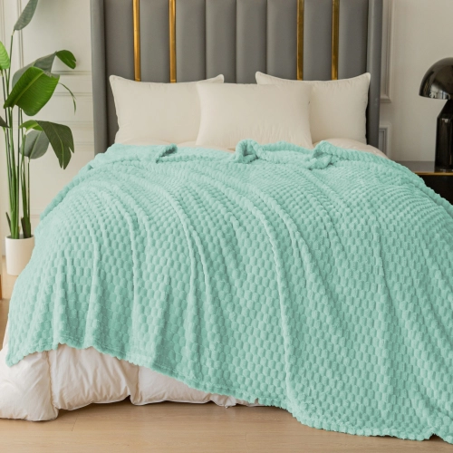 LAZUROWY KOC 160x200 NARZUTA NA ŁÓŻKO Z MIKROFIBRY MIĘKKI KAPA CUBETTO KAPA