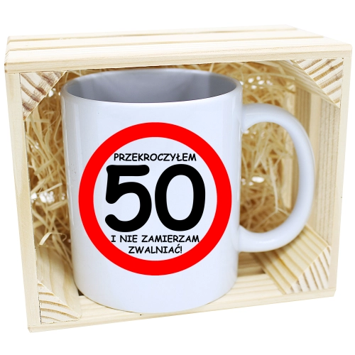 PREZENT KUBEK URODZINOWY W SKRZYNCE URODZINY 50