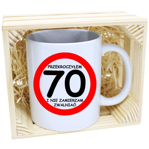 PREZENT KUBEK URODZINOWY W SKRZYNCE URODZINY 70