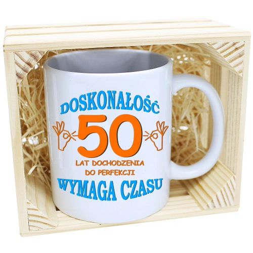 PREZENT KUBEK URODZINOWY W SKRZYNCE URODZINY 50