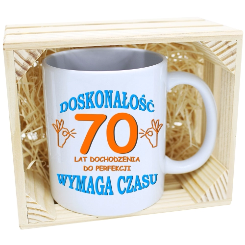 PREZENT KUBEK URODZINOWY W SKRZYNCE URODZINY 70