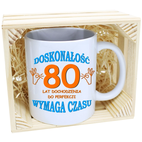 PREZENT KUBEK URODZINOWY W SKRZYNCE URODZINY 80