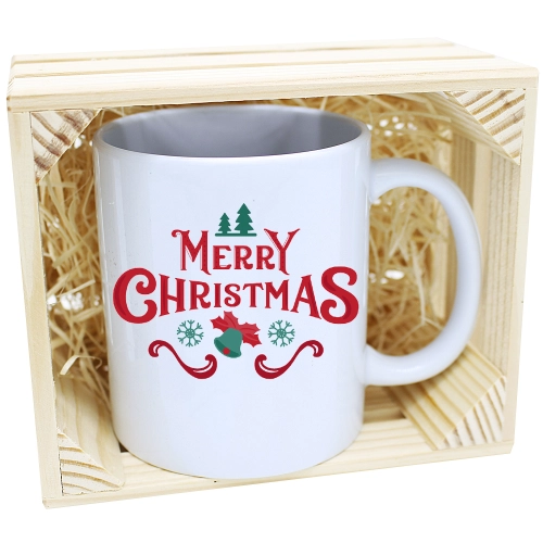 KUBEK W SKRZYNCE NA PREZENT ŚWIĄTECZNY Z NADRUKIEM