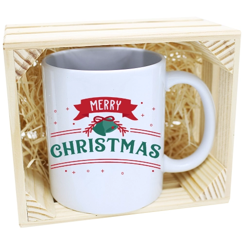 KUBEK W SKRZYNCE NA PREZENT ŚWIĄTECZNY Z NADRUKIEM
