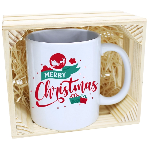 KUBEK W SKRZYNCE NA PREZENT ŚWIĄTECZNY Z NADRUKIEM