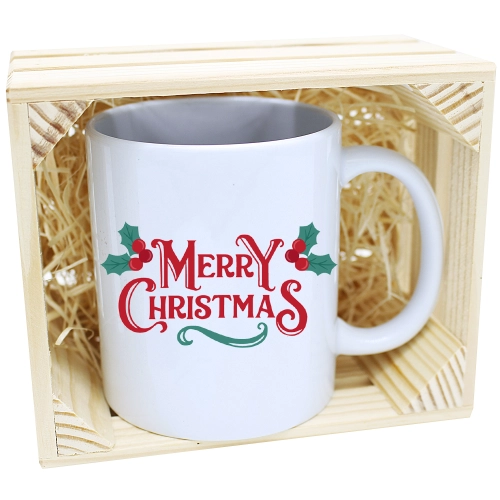 KUBEK W SKRZYNCE NA PREZENT ŚWIĄTECZNY Z NADRUKIEM
