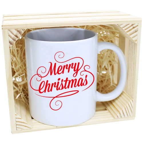 KUBEK W SKRZYNCE NA PREZENT ŚWIĄTECZNY Z NADRUKIEM
