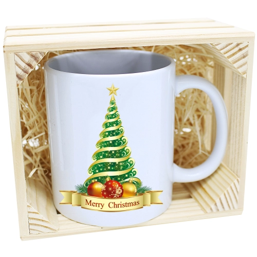 KUBEK W SKRZYNCE NA PREZENT ŚWIĄTECZNY Z NADRUKIEM