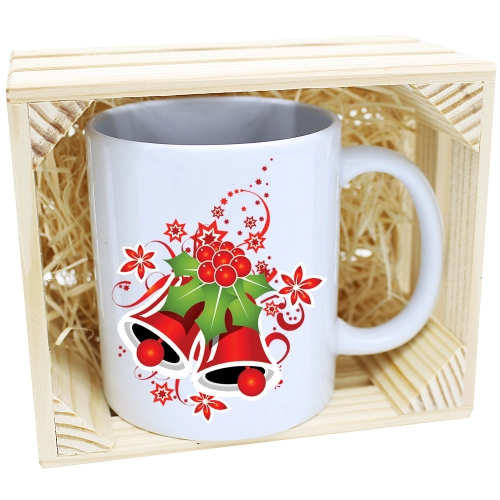 KUBEK W SKRZYNCE NA PREZENT ŚWIĄTECZNY Z NADRUKIEM