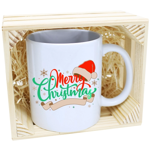 KUBEK W SKRZYNCE NA PREZENT ŚWIĄTECZNY Z NADRUKIEM