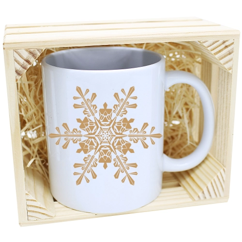 KUBEK W SKRZYNCE NA PREZENT ŚWIĄTECZNY ŚNIEŻYNKA