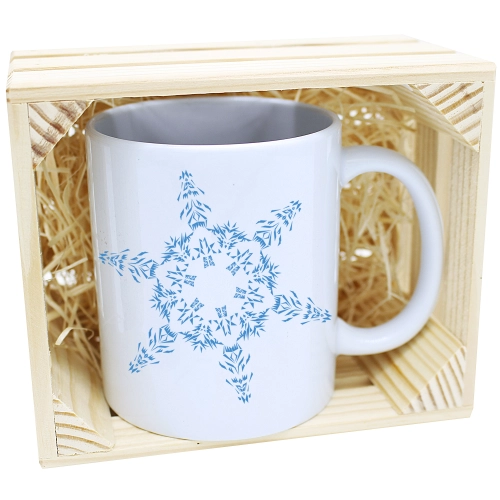 KUBEK W SKRZYNCE NA PREZENT ŚWIĄTECZNY ŚNIEŻYNKA
