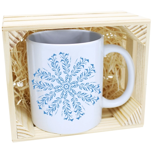 KUBEK W SKRZYNCE NA PREZENT ŚWIĄTECZNY ŚNIEŻYNKA