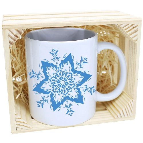 KUBEK W SKRZYNCE NA PREZENT ŚWIĄTECZNY ŚNIEŻYNKA