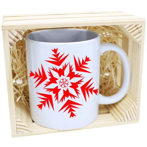 KUBEK W SKRZYNCE NA PREZENT ŚWIĄTECZNY ŚNIEŻYNKA