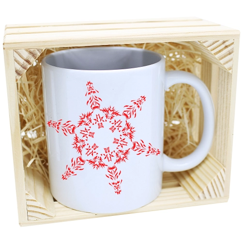 KUBEK W SKRZYNCE NA PREZENT ŚWIĄTECZNY ŚNIEŻYNKA
