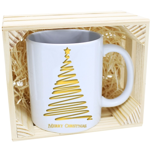 KUBEK W SKRZYNCE NA PREZENT ŚWIĄTECZNY CHOINKA