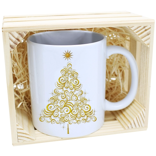 KUBEK W SKRZYNCE NA PREZENT ŚWIĄTECZNY CHOINKA