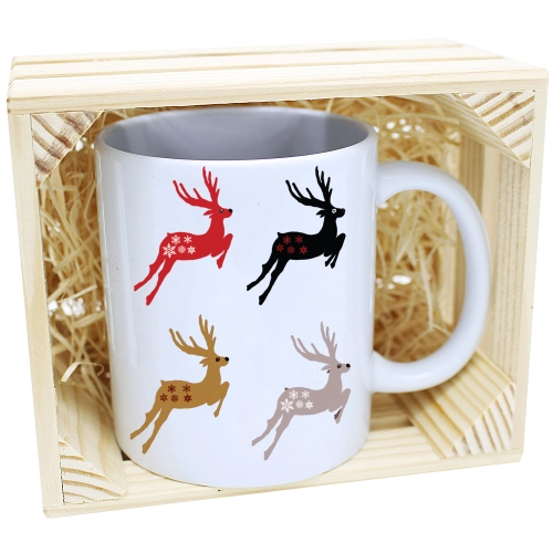 KUBEK W SKRZYNCE NA PREZENT ŚWIĄTECZNY RENIFER