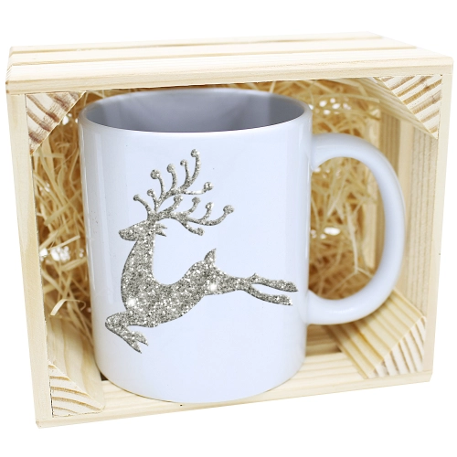 KUBEK W SKRZYNCE NA PREZENT ŚWIĄTECZNY RENIFER