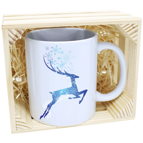 KUBEK W SKRZYNCE NA PREZENT ŚWIĄTECZNY RENIFER