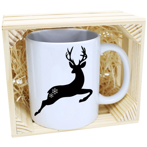 KUBEK W SKRZYNCE NA PREZENT ŚWIĄTECZNY RENIFER