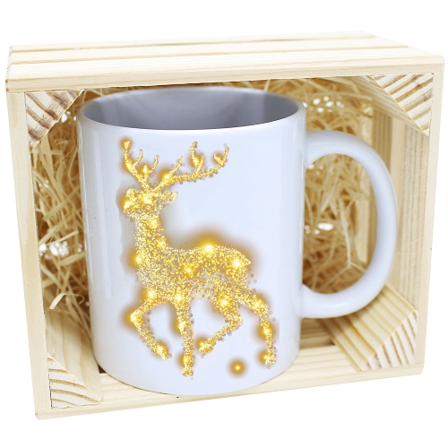 KUBEK W SKRZYNCE NA PREZENT ŚWIĄTECZNY RENIFER