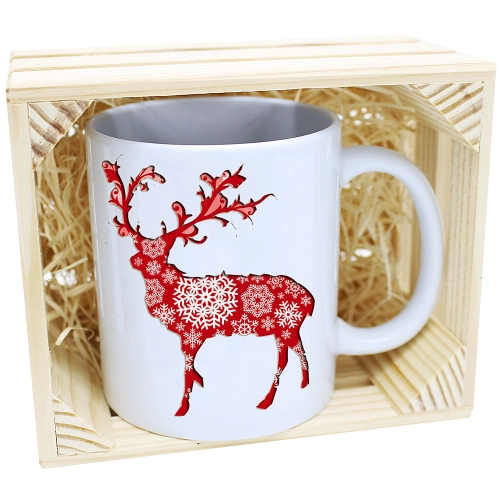 KUBEK W SKRZYNCE NA PREZENT ŚWIĄTECZNY RENIFER