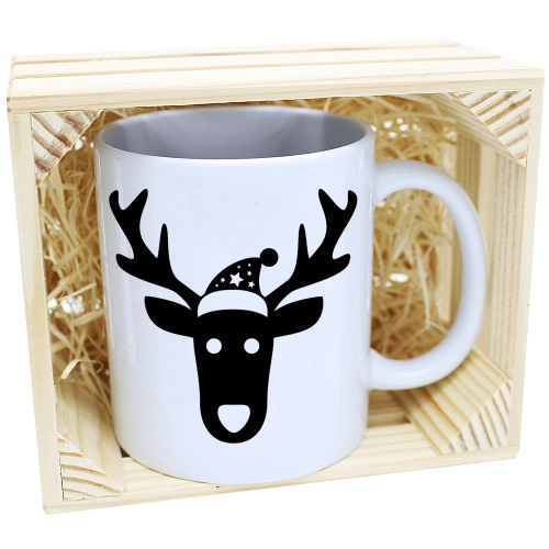 KUBEK W SKRZYNCE NA PREZENT ŚWIĄTECZNY RENIFER