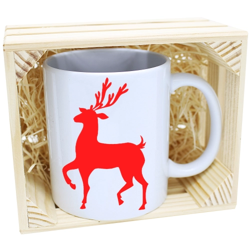 KUBEK W SKRZYNCE NA PREZENT ŚWIĄTECZNY RENIFER