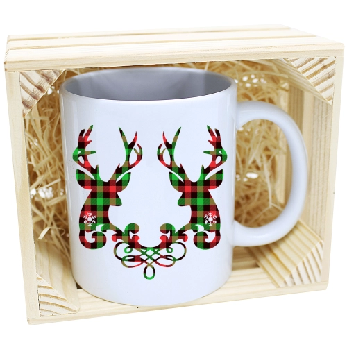 KUBEK W SKRZYNCE NA PREZENT ŚWIĄTECZNY RENIFER