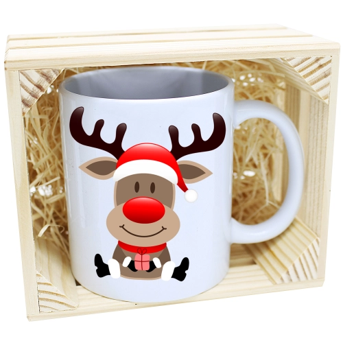 KUBEK W SKRZYNCE NA PREZENT ŚWIĄTECZNY RENIFER