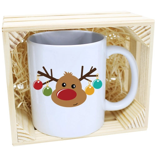 KUBEK W SKRZYNCE NA PREZENT ŚWIĄTECZNY RENIFER