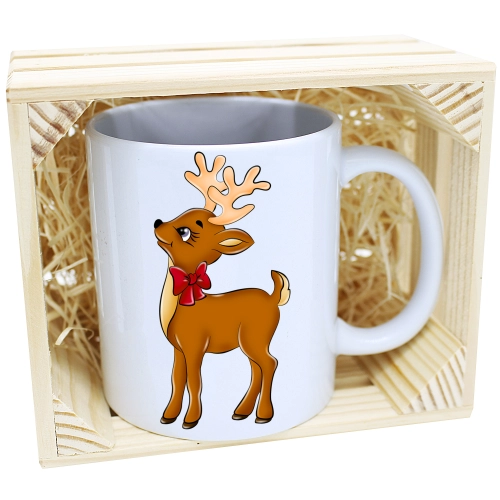 KUBEK W SKRZYNCE NA PREZENT ŚWIĄTECZNY RENIFER