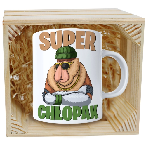 KUBEK W SKRZYNCE NA PREZENT DZIEŃ CHŁOPAKA FACET