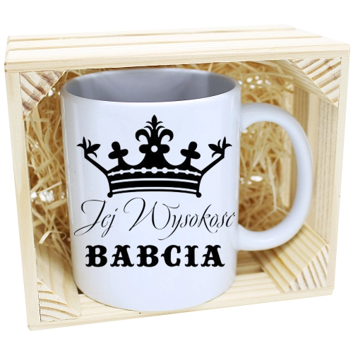 PREZENT KUBEK Z NADRUKIEM DLA BABCI W SKRZYNCE