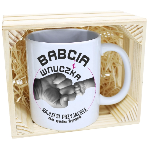 PREZENT KUBEK Z NADRUKIEM DLA BABCI W SKRZYNCE