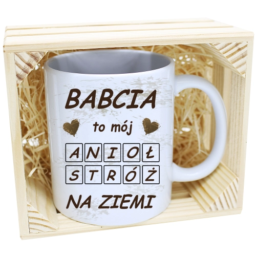 PREZENT KUBEK Z NADRUKIEM DLA BABCI W SKRZYNCE