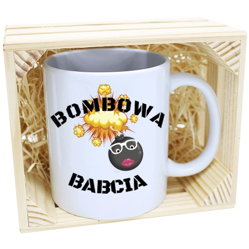 PREZENT KUBEK Z NADRUKIEM DLA BABCI W SKRZYNCE