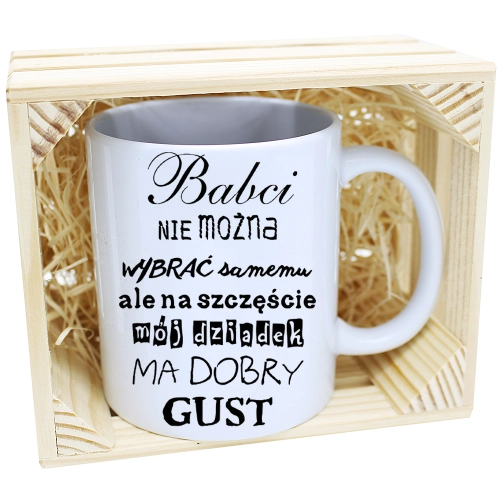 PREZENT KUBEK Z NADRUKIEM DLA BABCI W SKRZYNCE