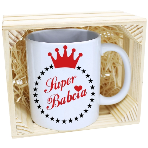 PREZENT KUBEK Z NADRUKIEM DLA BABCI W SKRZYNCE