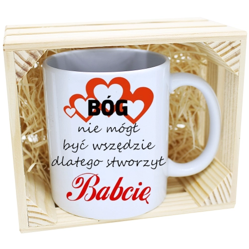 PREZENT KUBEK Z NADRUKIEM DLA BABCI W SKRZYNCE