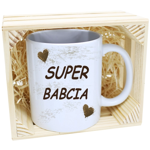 PREZENT KUBEK Z NADRUKIEM DLA BABCI W SKRZYNCE