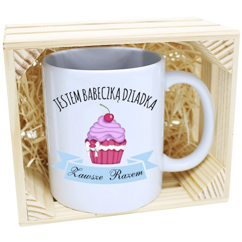 PREZENT KUBEK Z NADRUKIEM DLA BABCI W SKRZYNCE