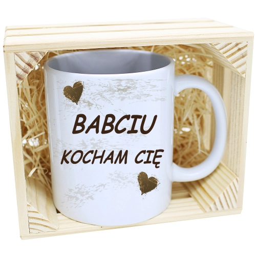 PREZENT KUBEK Z NADRUKIEM DLA BABCI W SKRZYNCE