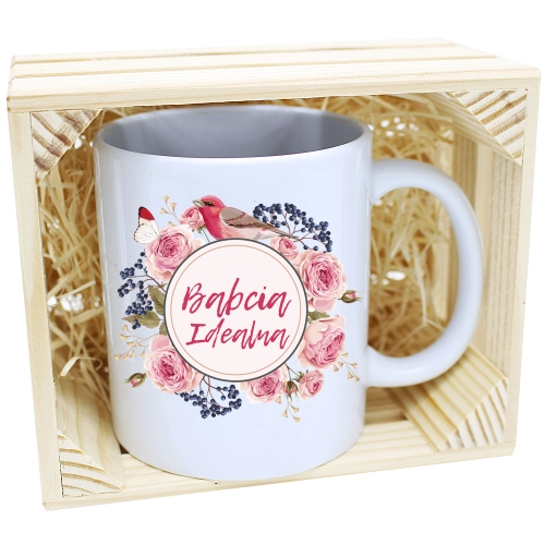 PREZENT KUBEK Z NADRUKIEM DLA BABCI W SKRZYNCE