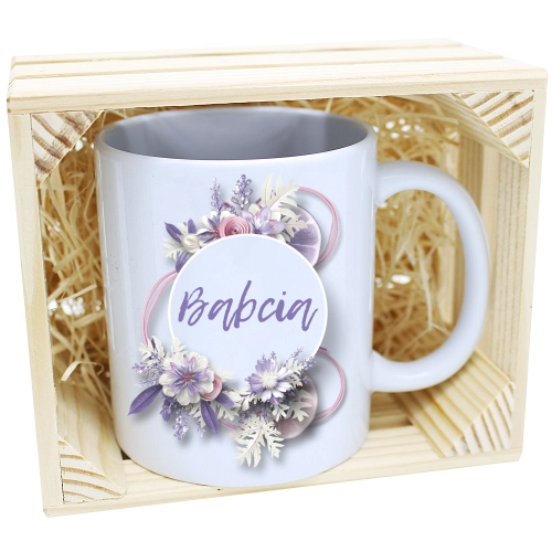 PREZENT KUBEK Z NADRUKIEM DLA BABCI W SKRZYNCE