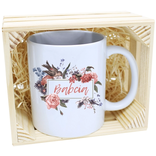 PREZENT KUBEK Z NADRUKIEM DLA BABCI W SKRZYNCE