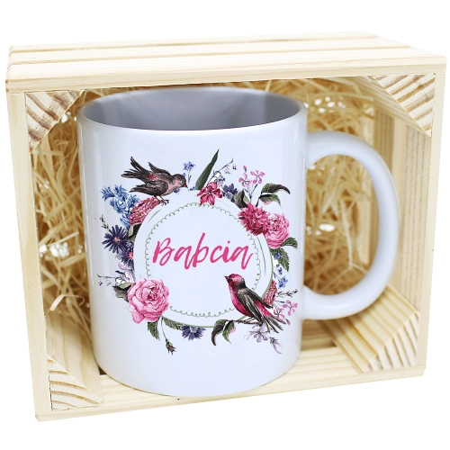 PREZENT KUBEK Z NADRUKIEM DLA BABCI W SKRZYNCE